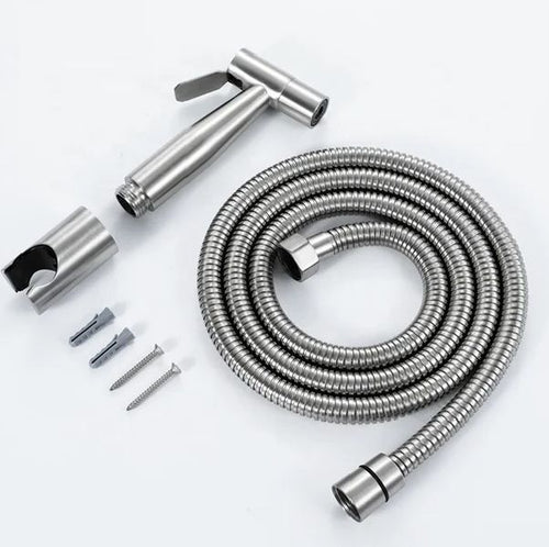 Stainless Steel Muslim Toilet Shower Set – 100cm Hose & Holder | Rust-Free & Durable